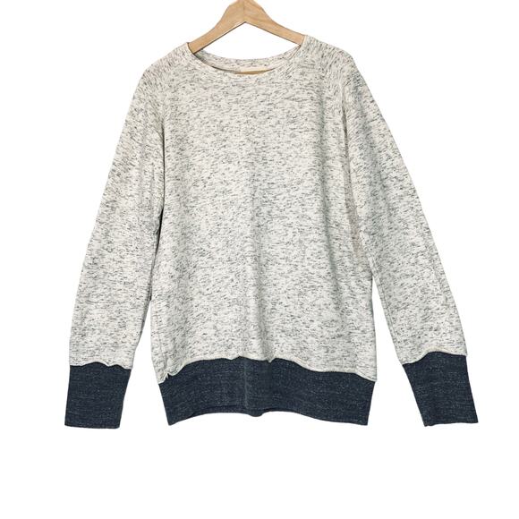 NEW Monrow Sweatshirt Ivory with Gray Cuffs and Hem Size L - Picture 1 of 6